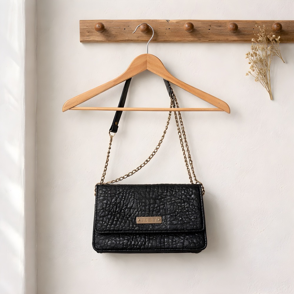 Roxy Crossbody Bag Womens Small Black Good Pebbled Chain Strap Boho Purse
